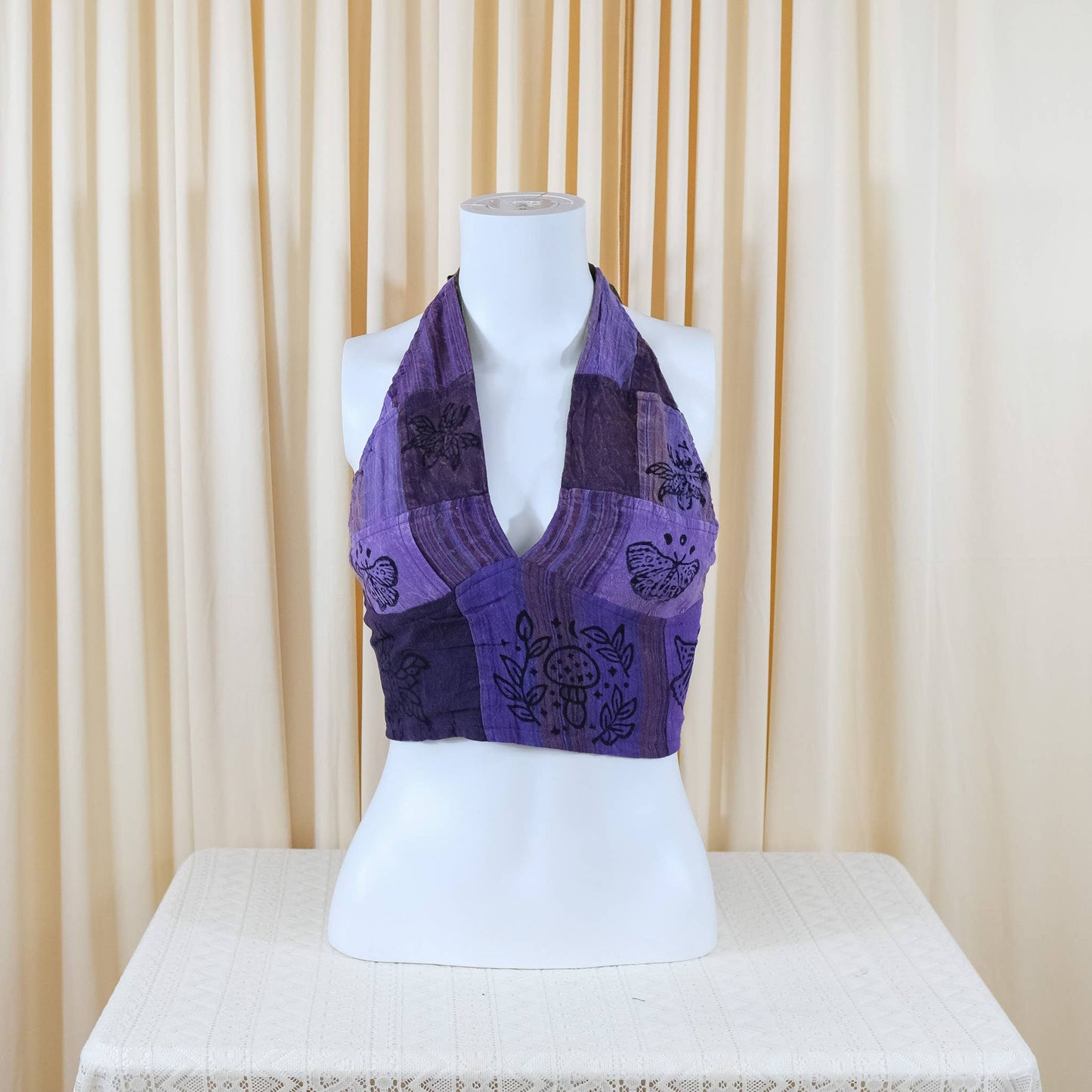 Patchwork Boho Hippie Reversible Halter Top