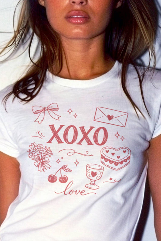 XO Love Doodles Micro Rib Baby Tee