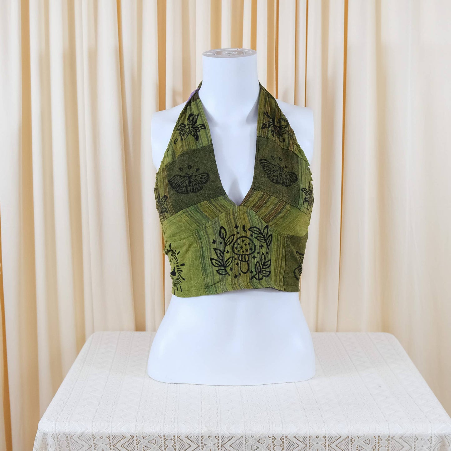 Patchwork Boho Hippie Reversible Halter Top