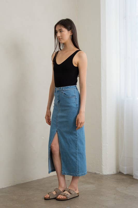 Timeless Denim Midi Skirt