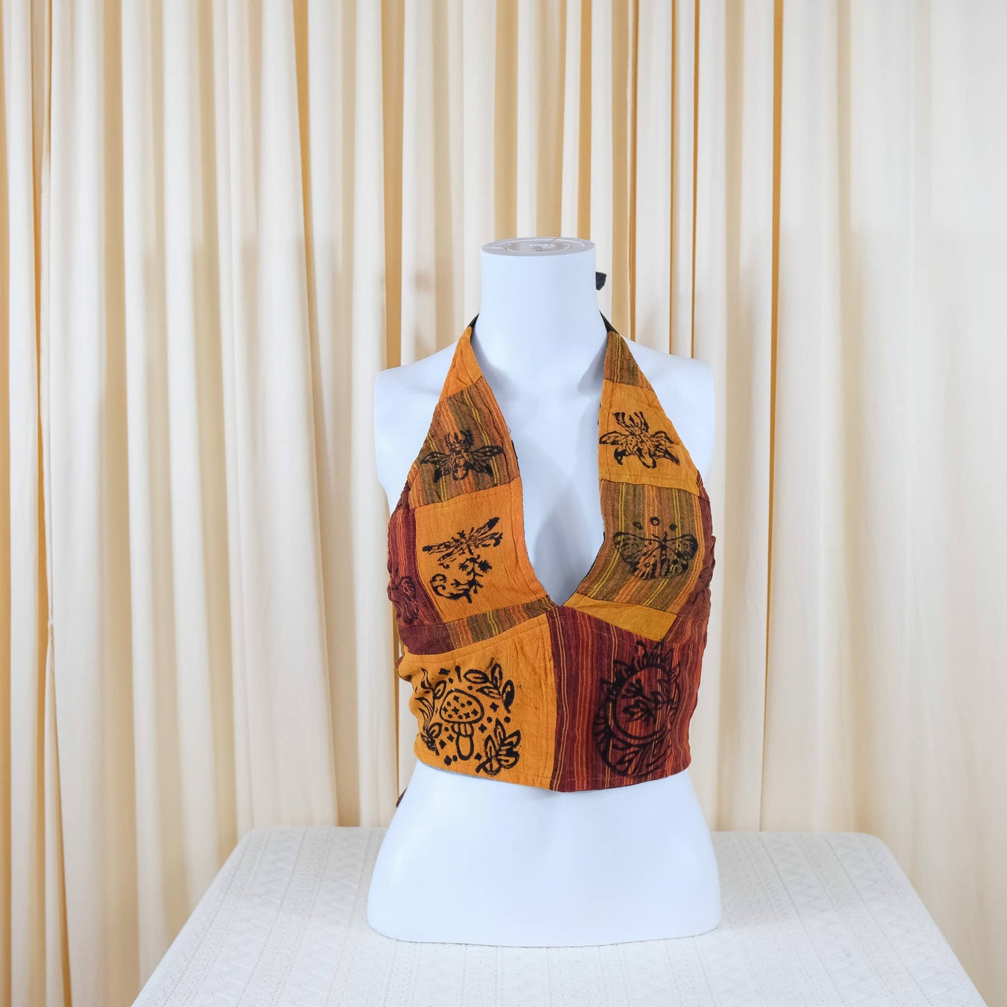 Patchwork Boho Hippie Reversible Halter Top