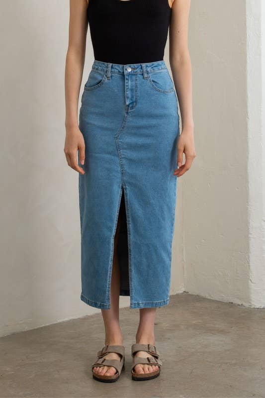 Timeless Denim Midi Skirt