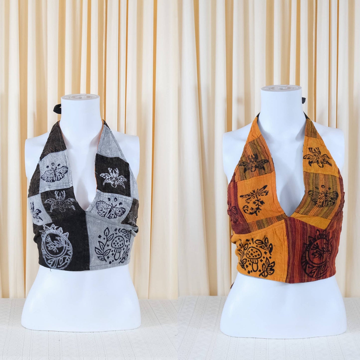 Patchwork Boho Hippie Reversible Halter Top