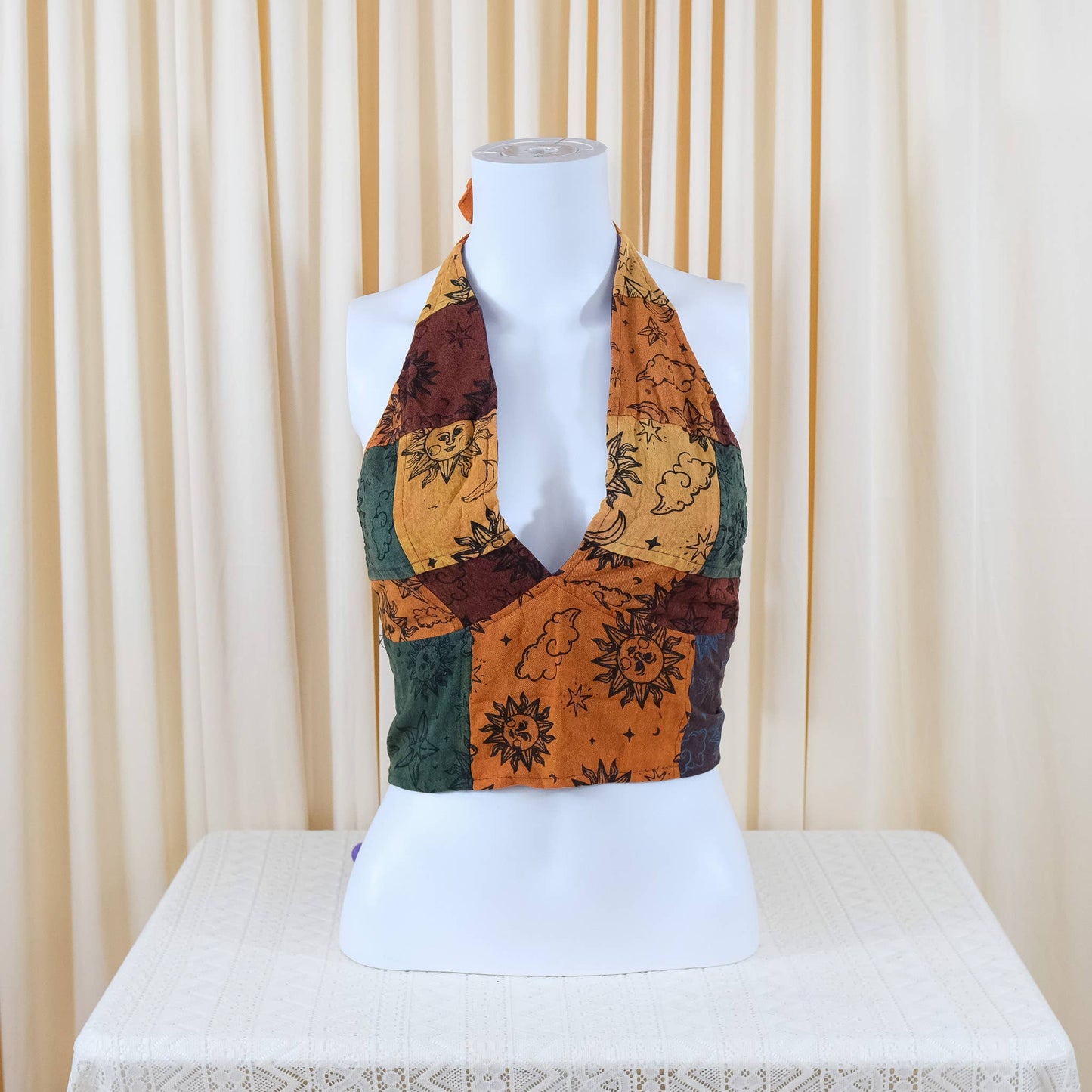 Patchwork Boho Hippie Reversible Halter Top