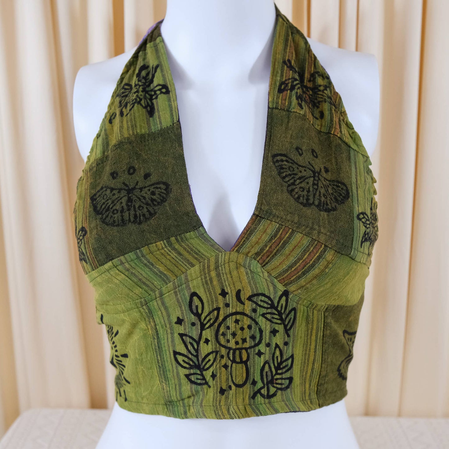 Patchwork Boho Hippie Reversible Halter Top
