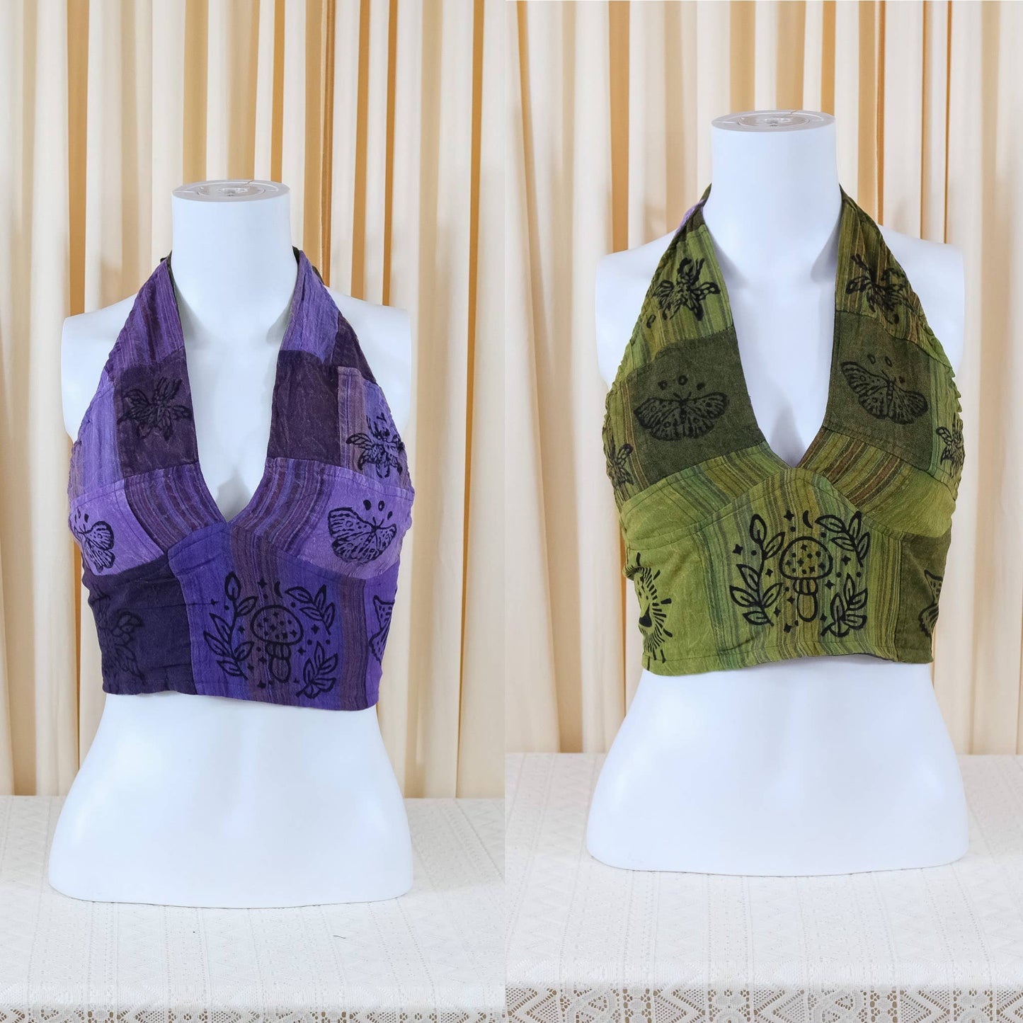 Patchwork Boho Hippie Reversible Halter Top