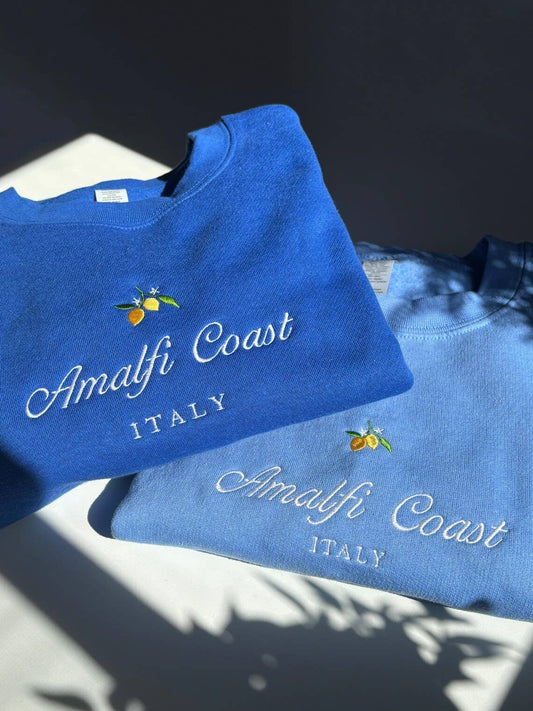 Amalfi Coast Italy Embroidered Crewneck