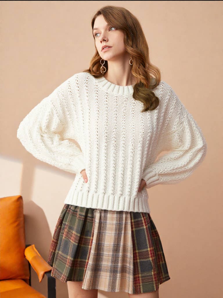Lace Trim Oversized Knit Sweater Top
