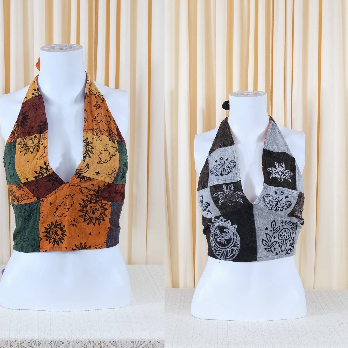 Patchwork Boho Hippie Reversible Halter Top