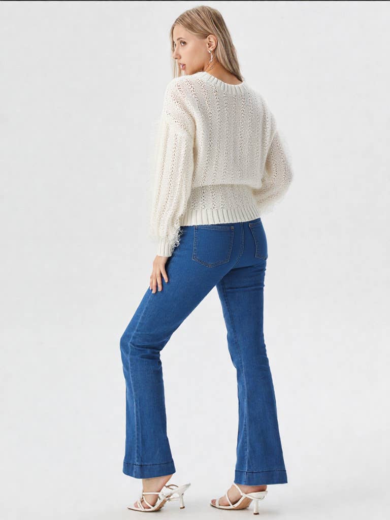 Lace Trim Oversized Knit Sweater Top