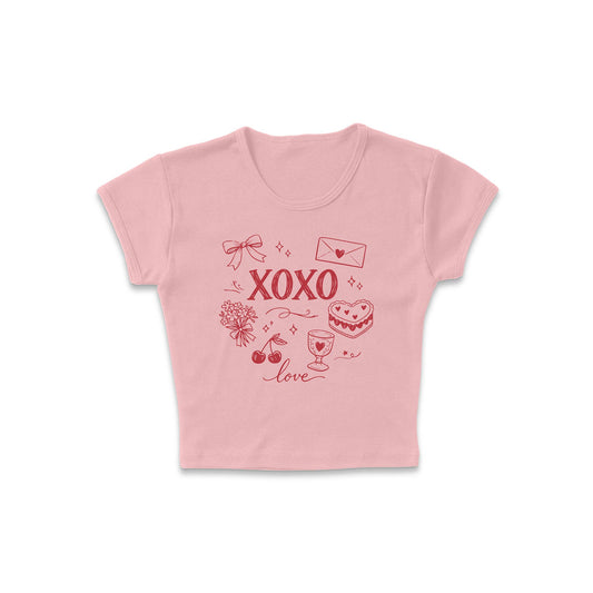 XO Love Doodles Micro Rib Baby Tee