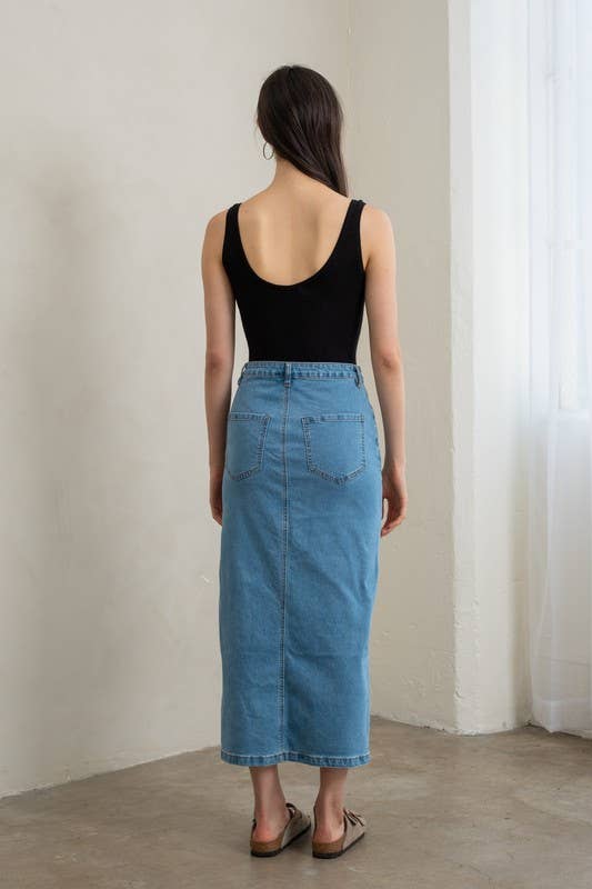 Timeless Denim Midi Skirt