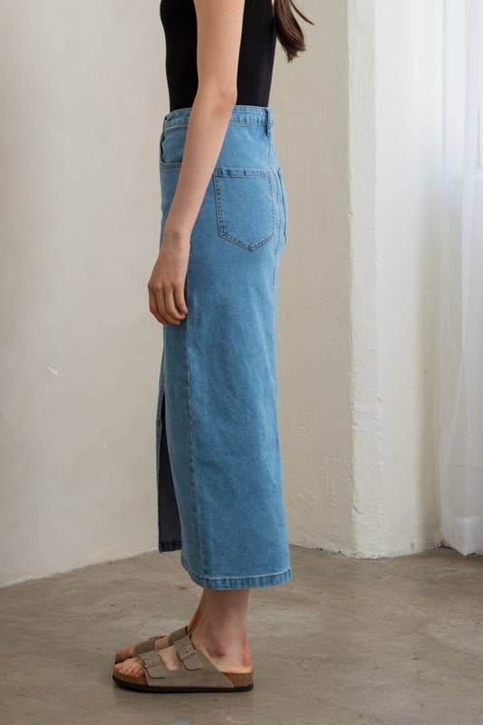 Timeless Denim Midi Skirt