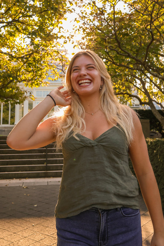 REF 23311 100% LINEN SHORT STRAP T-SHIRT