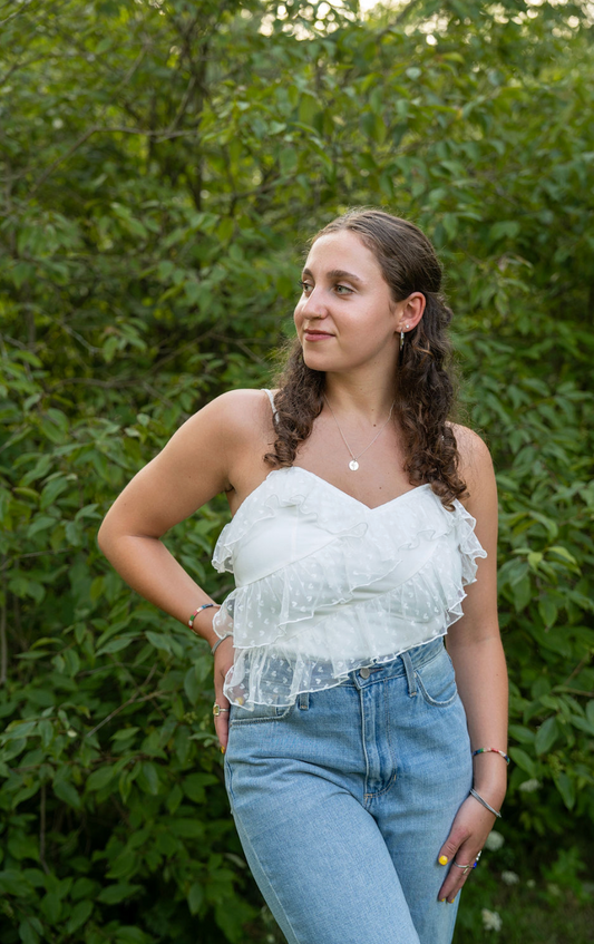 Ruffled White Bodysuit