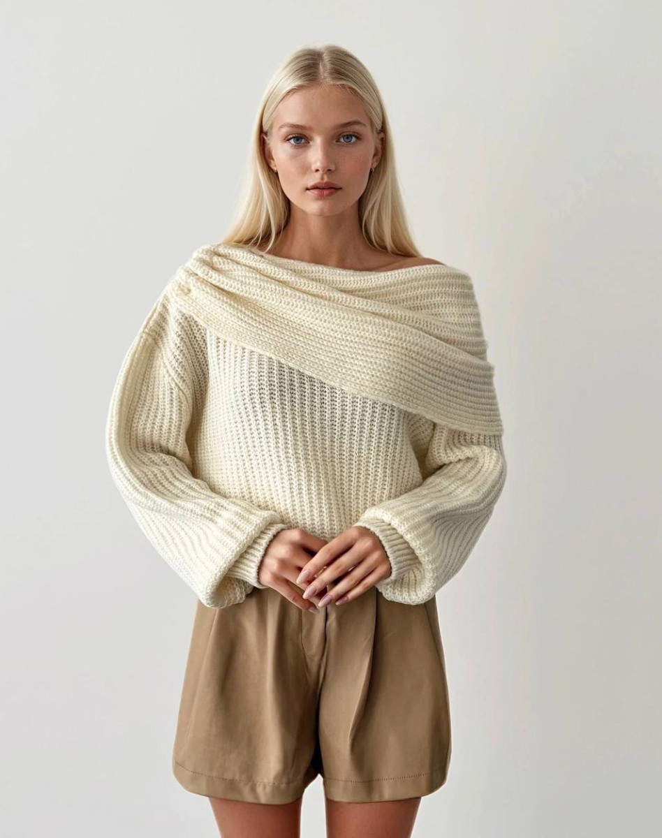 Maroon Draped Off-The-Shoulder Sweater