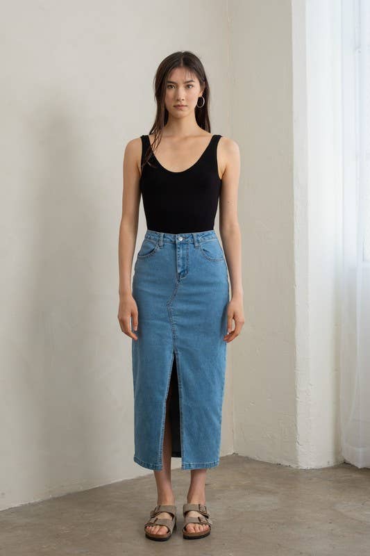 Timeless Denim Midi Skirt