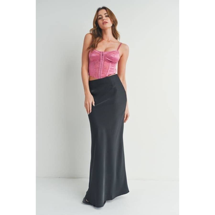 Solid and Lace Low Back Bustier Top