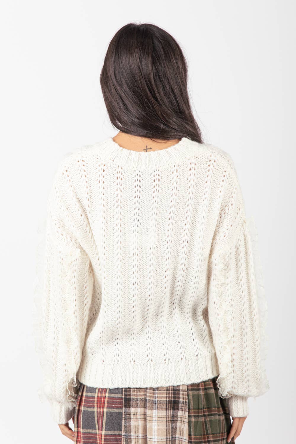 Lace Trim Oversized Knit Sweater Top