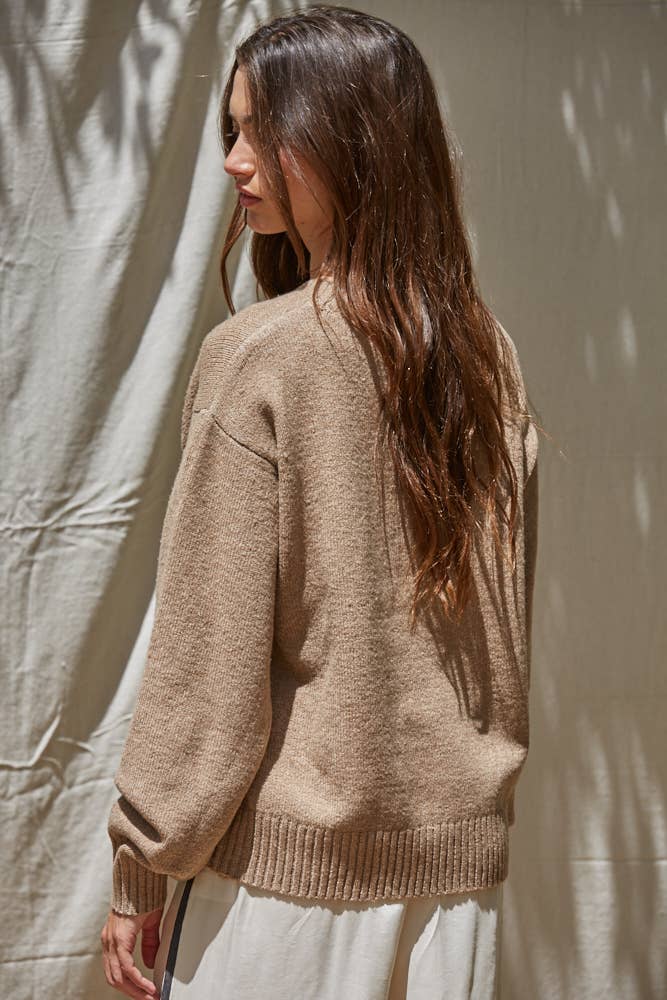 W1367 | Knit Sweater Crew Neck Pullover Top