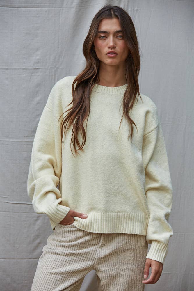 W1367 | Knit Sweater Crew Neck Pullover Top
